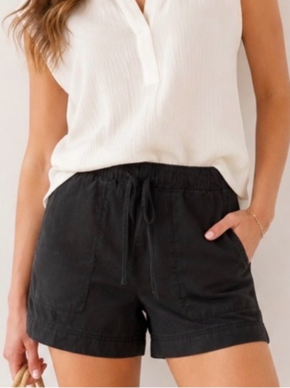Hilary Radley Women’s Small Black TENCEL Lyocell Pull On Utility Shorts